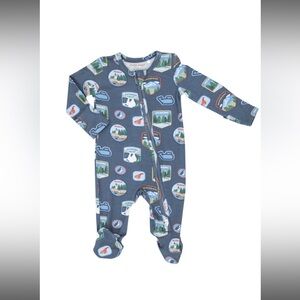 NWT Angel Dear Zipper Footie 3-6 mo National Parks Patches New England